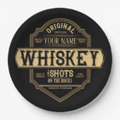 Personalized Whiskey on the Rocks Liquor Label Bar Pappteller (Vorderseite)