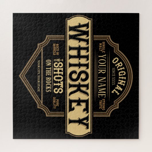 Personalized Whiskey on the Rocks Liquor Label Bar Puzzle (Horizontal)