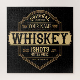 Personalized Whiskey on the Rocks Liquor Label Bar Puzzle