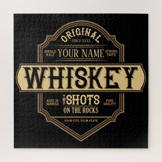 Personalized Whiskey on the Rocks Liquor Label Bar Puzzle (Vertikal)