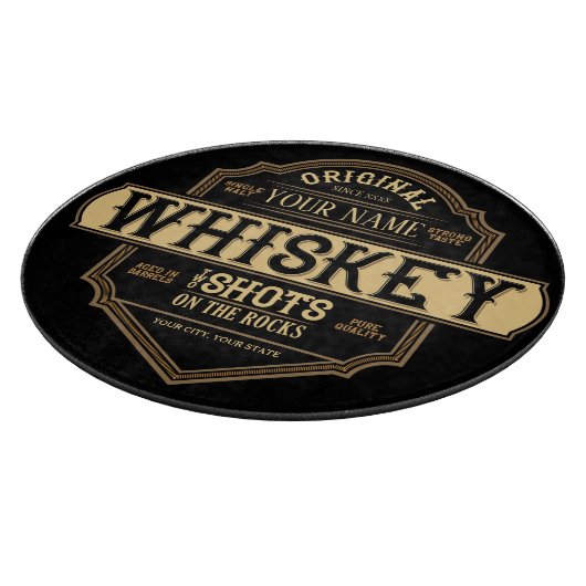Personalized Whiskey on the Rocks Liquor Label Bar Schneidebrett (Ecke)