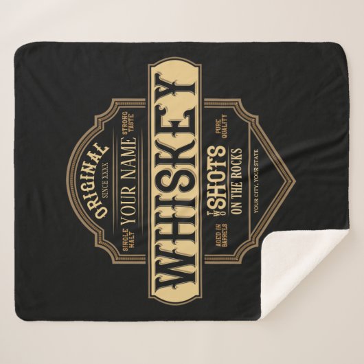 Personalized Whiskey on the Rocks Liquor Label Bar Sherpadecke (Vorderseite (Horizontal))