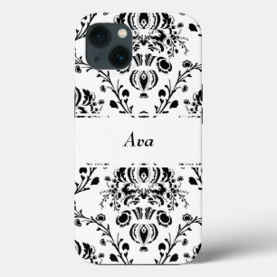 Personalized White and Black Damask Case-Mate iPhone Hülle
