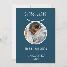 Personalized White and Blue Taurus Zodiac Ankündigung