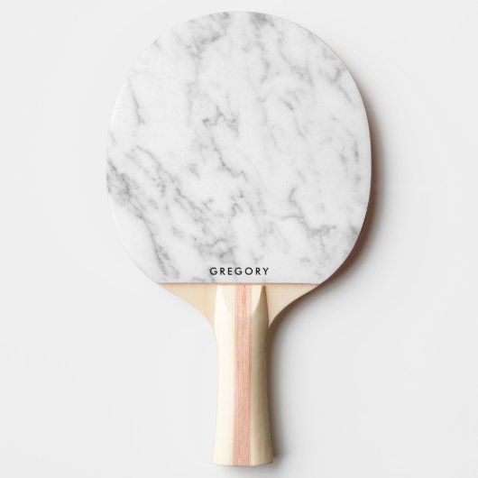 Personalized white and gray marble monogram tischtennis schläger (Vorderseite)