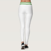 Personalized White And Lime Stripes Custom Text Leggings (Rückseite)