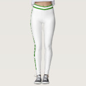 Personalized White And Lime Stripes Custom Text Leggings (Vorderseite)