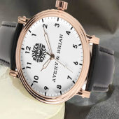 Personalized white black Custom name monogram Armbanduhr