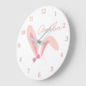 Personalized White Bunny Nursery Wall Clock Pastel Große Wanduhr (Winkel)