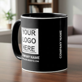 Personalized White Company Logo on: Business Black Tasse