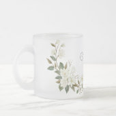 Personalized White Floral Mug, Elegant Custom Name Mattglastasse (Links)