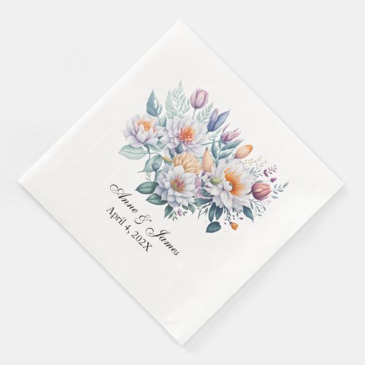 Personalized White Floral  Serviette (Ecke)