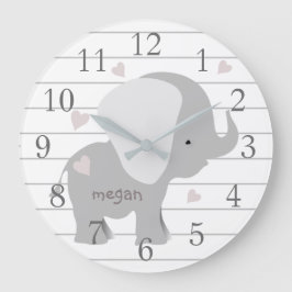 Personalized White Grey Elephant Wall Clock Große Wanduhr