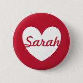 Personalized white heart on red button (Vorderseite)