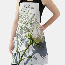 Personalized White Rose Baby's Breath Schürze