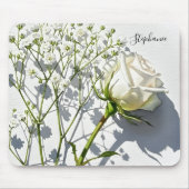 Personalized White Rose Floral Desk Mousepad (Vorne)