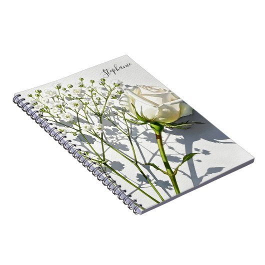 Personalized White Rose Floral Journal Notebook Notizblock (Rechte Seite)