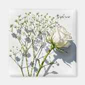 Personalized White Rose Floral Magnet (Vorne)
