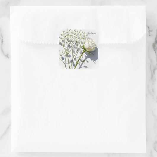 Personalized White Rose Floral Sticker (Tasche)