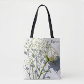 Personalized White Rose Floral Tote Bag Tasche (Vorderseite)