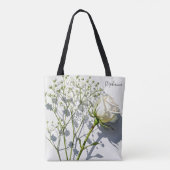 Personalized White Rose Floral Tote Bag Tasche (Rückseite)