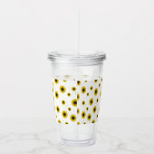 Personalized White Sunflower Pattern Acrylic Cup Acryltrinkbecher (Rechts)