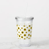 Personalized White Sunflower Pattern Acrylic Cup Acryltrinkbecher (Rückseite)