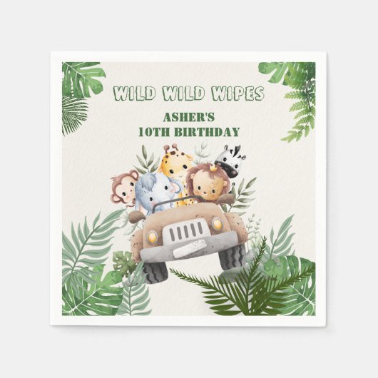 Personalized Wild Jungle Safari Birthday Party Serviette (Vorderseite)