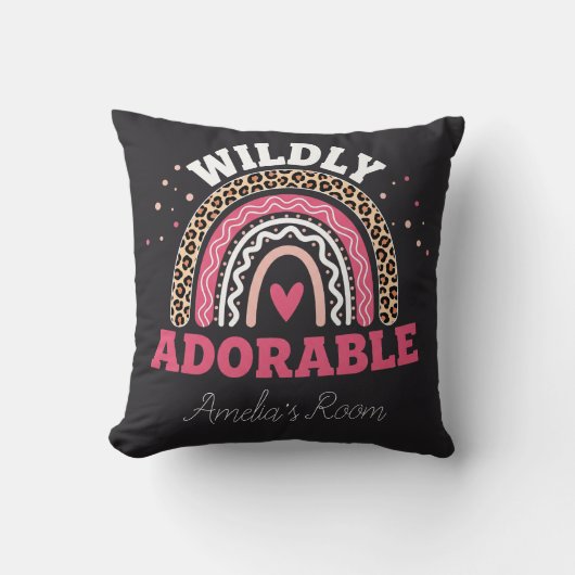 Personalized Wild One Boho Leopard Rainbow Throw  Kissen (Vorderseite)