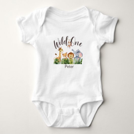 Personalized Wild One Safari First Birthday Baby Baby Strampler (Vorderseite)