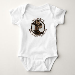 Personalized Wild West Saloon Western Cowboy Boots Baby Strampler