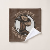 Personalized Wild West Saloon Western Cowboy Boots Badhandtuch Set (Waschlappen)