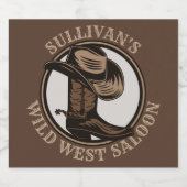 Personalized Wild West Saloon Western Cowboy Boots Bierflaschenetikett (Einzelnes Label)
