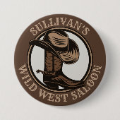 Personalized Wild West Saloon Western Cowboy Boots Button (Vorderseite)