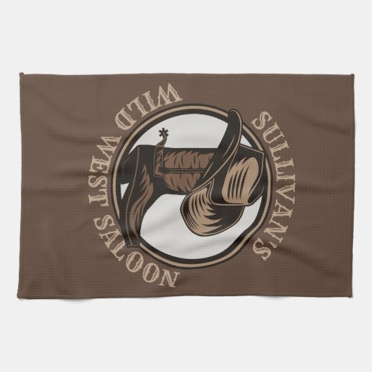 Personalized Wild West Saloon Western Cowboy Boots Geschirrtuch (Horizontal)