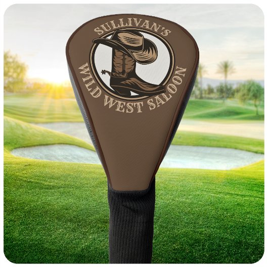 Personalized Wild West Saloon Western Cowboy Boots Golf Headcover