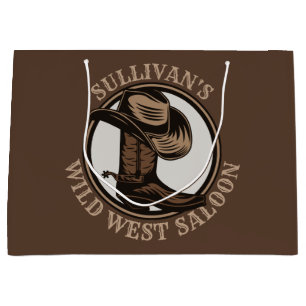 Personalized Wild West Saloon Western Cowboy Boots Große Geschenktüte