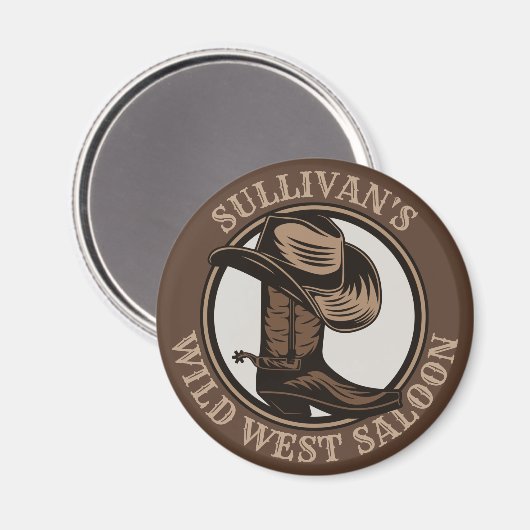 Personalized Wild West Saloon Western Cowboy Boots Magnet (Vorderseite/Rückseite)