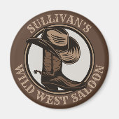 Personalized Wild West Saloon Western Cowboy Boots Magnet (Vorne)