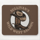 Personalized Wild West Saloon Western Cowboy Boots Mousepad (Vorne)