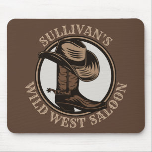 Personalized Wild West Saloon Western Cowboy Boots Mousepad