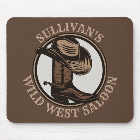 Personalized Wild West Saloon Western Cowboy Boots Mousepad (Vorne)
