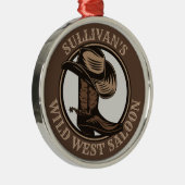 Personalized Wild West Saloon Western Cowboy Boots Ornament Aus Metall (Rechts)