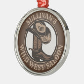 Personalized Wild West Saloon Western Cowboy Boots Ornament Aus Metall (Links)