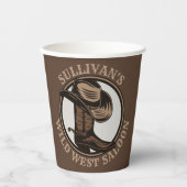 Personalized Wild West Saloon Western Cowboy Boots Pappbecher (Vorderseite)