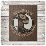 Personalized Wild West Saloon Western Cowboy Boots Puzzle<br><div class="desc">Customizable NAME Western Cowboy Hat,  Boots and Spurs Wild West Saloon Rodeo design. Personalize with your Name or Custom Text!</div>