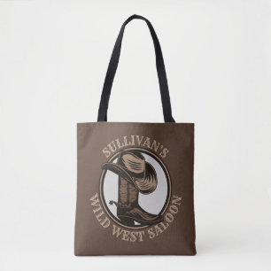 Personalized Wild West Saloon Western Cowboy Boots Tasche