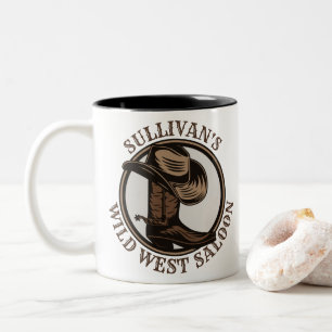 Personalized Wild West Saloon Western Cowboy Boots Zweifarbige Tasse