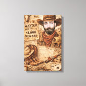Personalized Wild West Wanted Cowboy Leinwanddruck (Vorderseite)