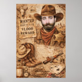 Personalized Wild West Wanted Cowboy Poster (Vorne)